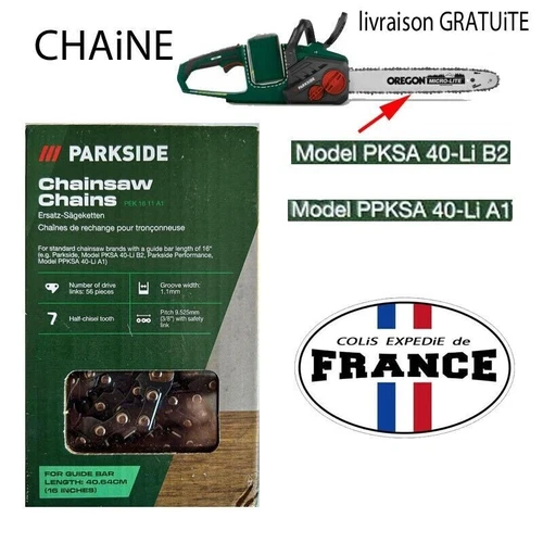 CHAINE  PARKSIDE 5611  Tronçonneuse sans fil : PPKSA 40-Li A1   PKSA 40-Li B2