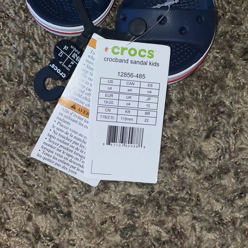 Crocs Crocband Kids Baby Sandal 12856-485 Navy/Red Size C4 NWT Size Infant 4 - Picture 2 of 7