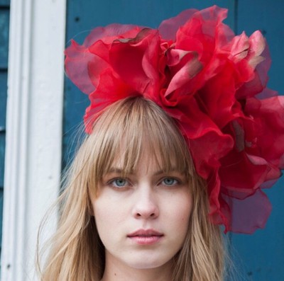 Red Floral Fascinator Headband Hair Accessory- Derby  display picture 3