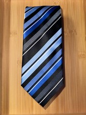 Croft  Barrow Striped Multicolor Blue Black Silk Tie - 59L 3.0W