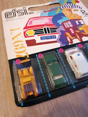 Efsi Toys par Sablon (BE) 1/64 Carte scellée Citroën DS Break + 4 voitures Neuf