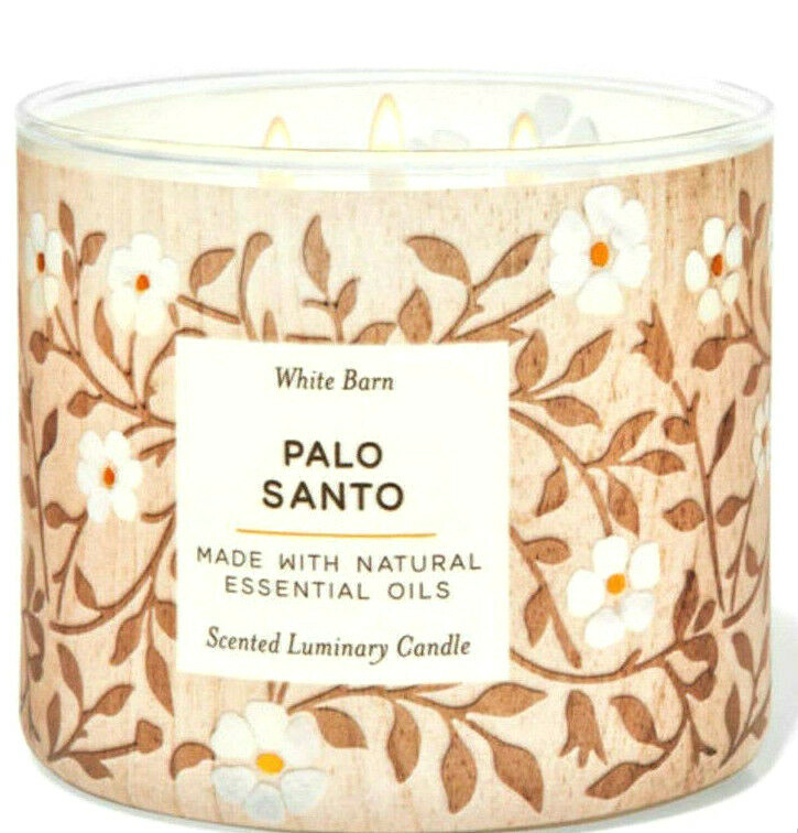 BATH & BODY WORKS WHITE BARN 3WICK SCENTED CANDLE PALO SANTO 14.5 OZ