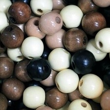 Big Wooden Beads, Hole 5 mm, Mixed Brown  x 20 pcs- 20 mm