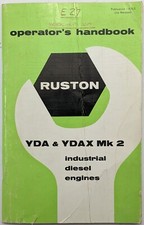 Original Ruston YDA & YDAX Diesel Engines Operators Handbook, Pub 116 E/S