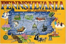 Commonwealth of Pennsylvania, The Keystone State Multiview Map Postcard