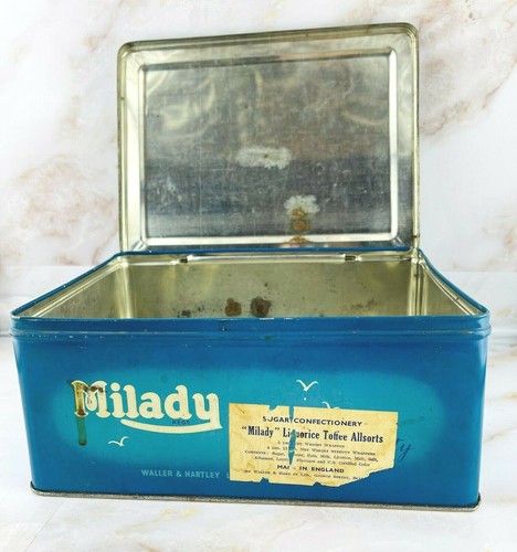Vintage Milady Blue Toffee Dose von Walter and Hartley - leere Konfektdose - Bild 5 von 6