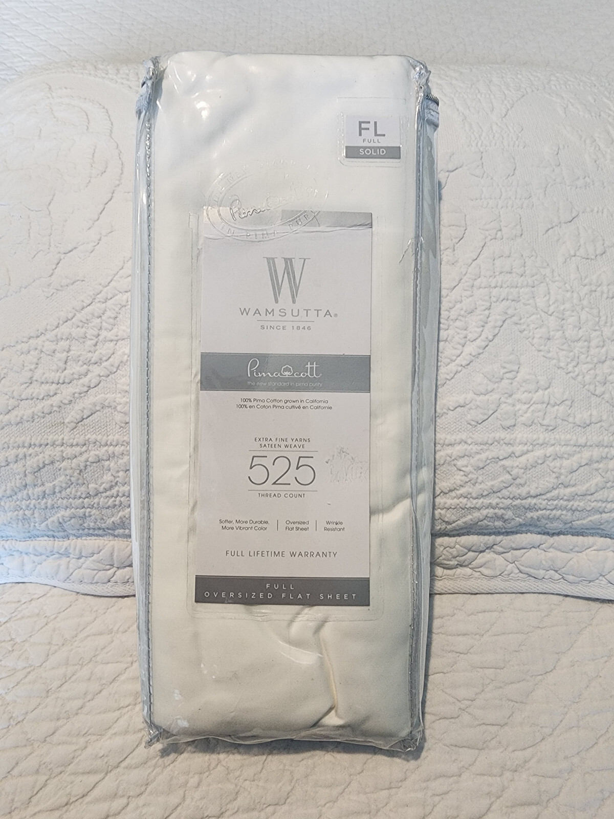 WAMSUTTA PIMACOTT 525 THREAD COUNT COTTON FULL OVERSIZED FLAT SHEET STONE NEW eBay