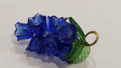 Vintage Murano Art Glass Gold Pink Flower Lamp work White Cord 18'' Necklace