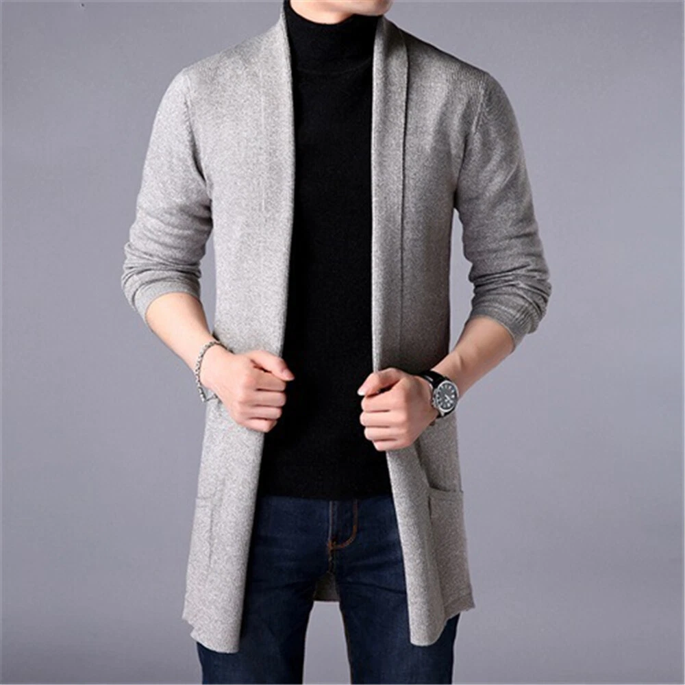 Stylish Men Knitted Cardigan Jacket Slim Long Sleeve Sweater Casual Coat Blazer