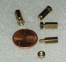 set of 4 HEX metal spacers with nuts brass M3