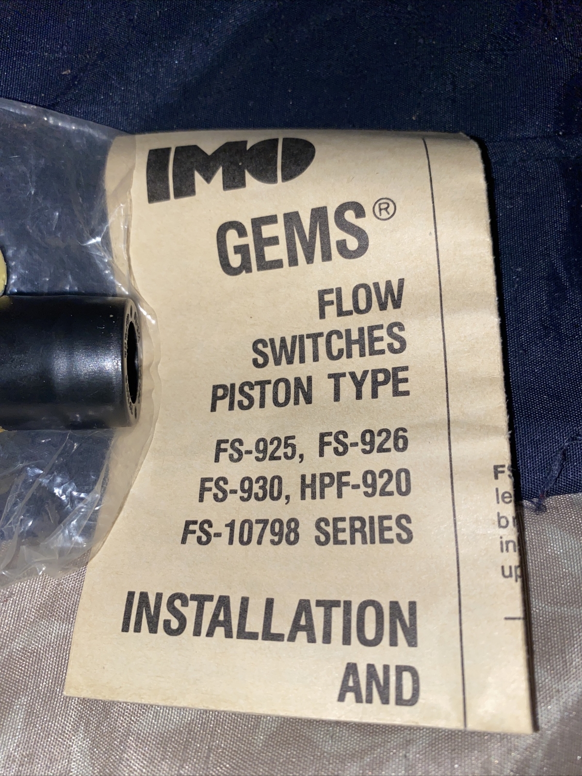 NEW IMO Industries GEMS SENSORS HPF920 Brass Flow Switch For Water