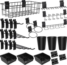 28 Pieces Slatwall Accessories Organizer Kit with Slatwall Hooks, Slatwall Bi...