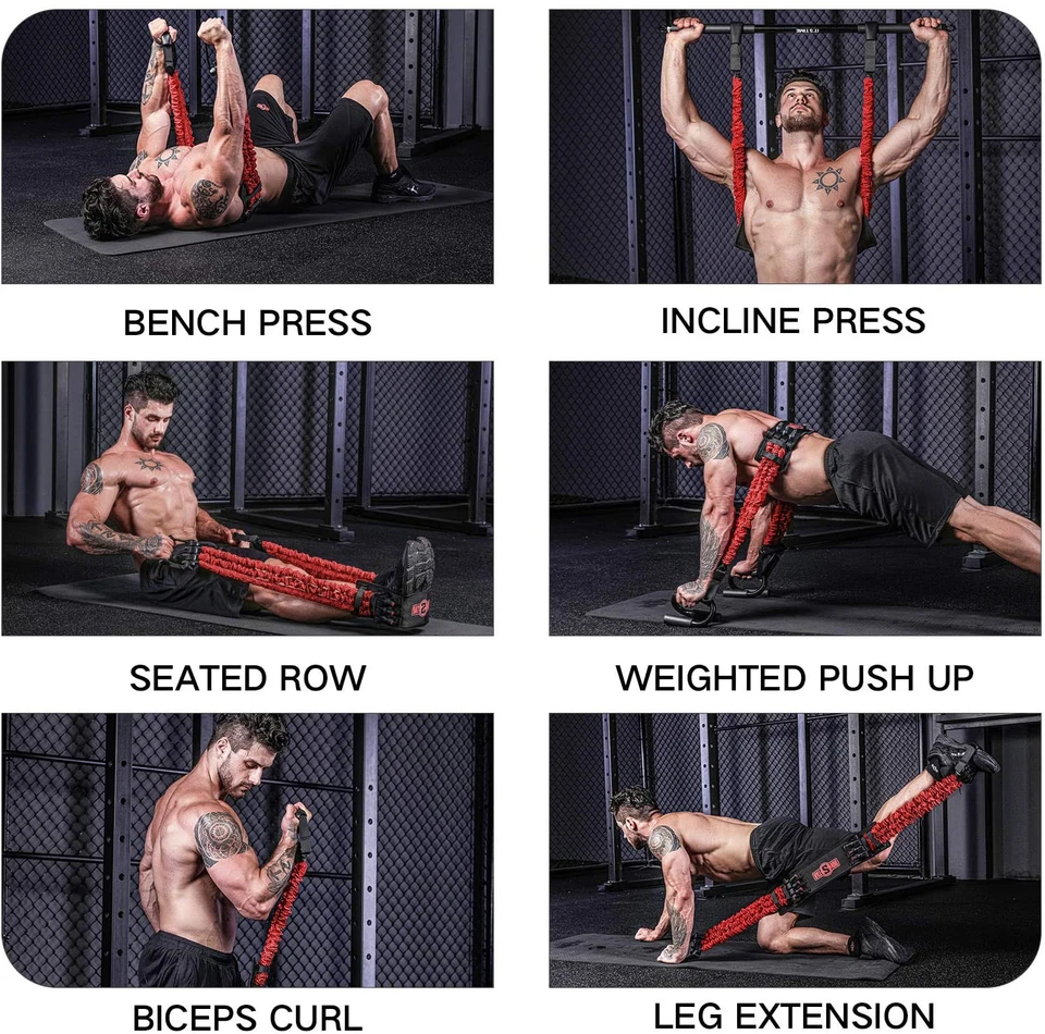 Bandas de resistencia ajustables Innstar prensa de banco pecho empuje brazo expansor fitness Foto 4 de 4