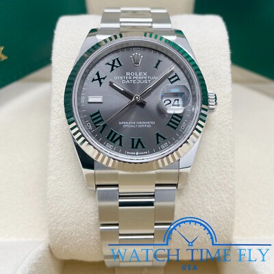 Rolex Datejust 36mm 126234 Fluted Bezel Wimbledon Rhodium