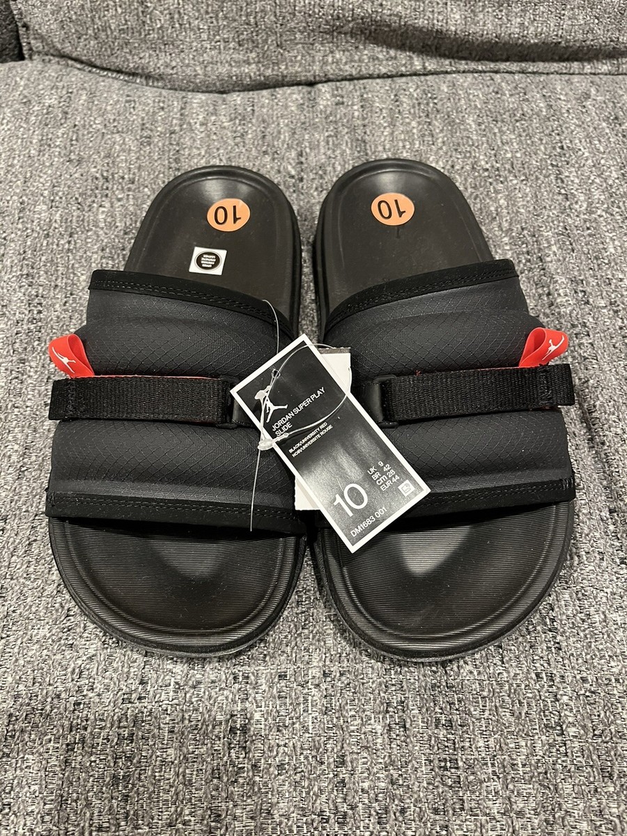 NIKE★JORDAN SUPER PLAY★BLACK Nike Air Jordan Super Play Black/University Red Slides