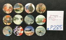 AAFES POGS, 3rd Series/Printing, 12 POGS,  Complete 5¢ set, #P285 or... #P287