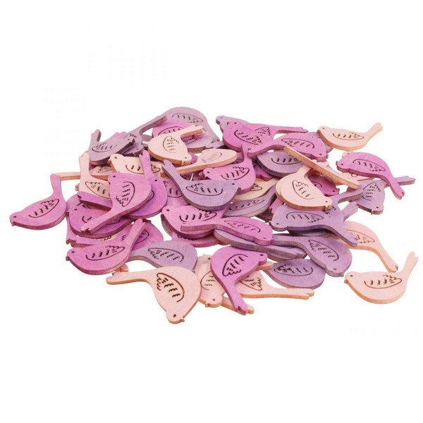 Streudeko Holz VöGel RosatöNe 4Cm, Tischdeko FrüHling Bastelmaterial, 72 StüCk-image