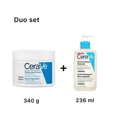 Duo Set - Cerave SA Smoothing Cleanser Gel And Moisturiser - 236ml - 340g