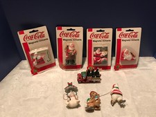Lot of 8 Vintage 90's Coca Cola Refrigerator Christmas  Santa Magnets ornaments