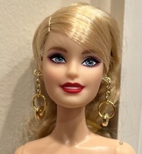 Handmade For 11 1/2 Dolls Jewelry Gold Chain, Hoop With Gold Bead Earrings