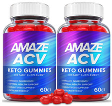  2 BOTTLES Official Amaze ACV Keto Gummies, Vegan, Weight Loss Supplement