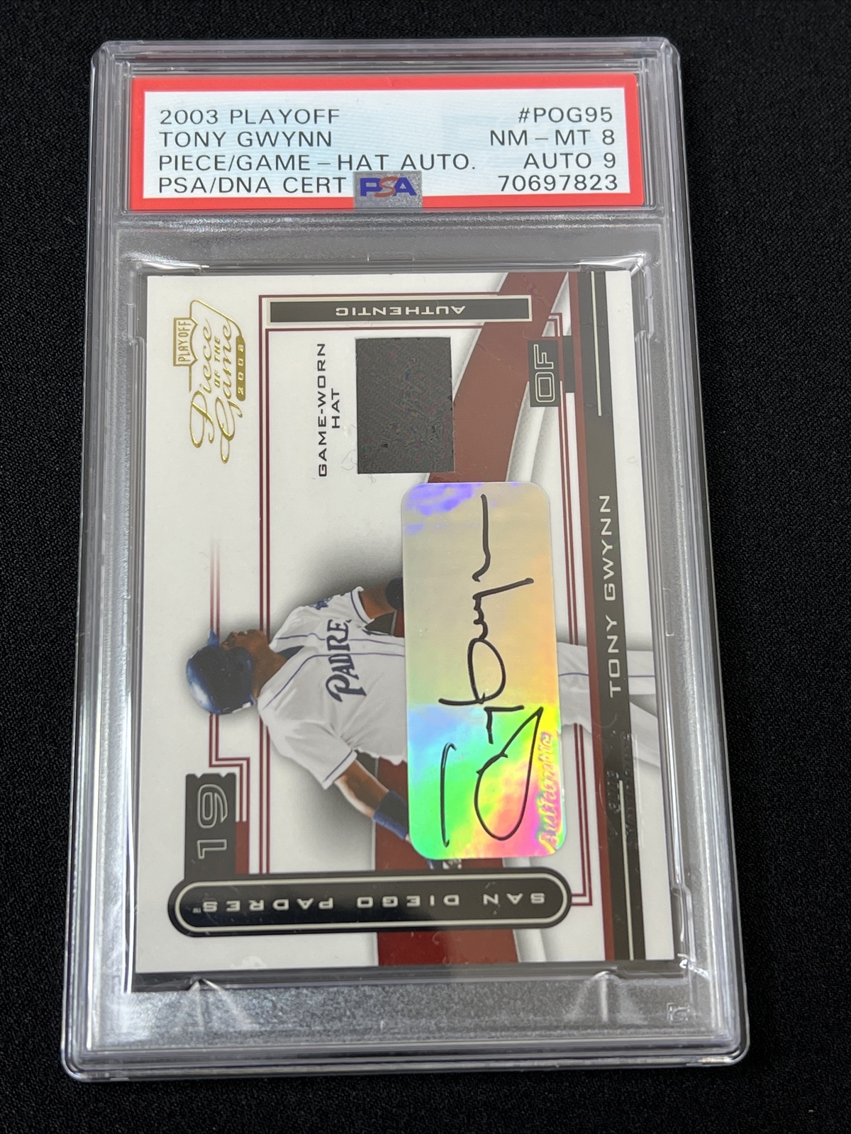 Tony Gwynn 2003 Playoff Piece Of the Game #POG95 /5 PSA AUTO 9 GAME HAT POP 1 