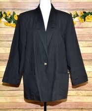 Vintage Sag Harbor Ladies Blazer Jacket Black Gold Button Collared Size 14 Retro