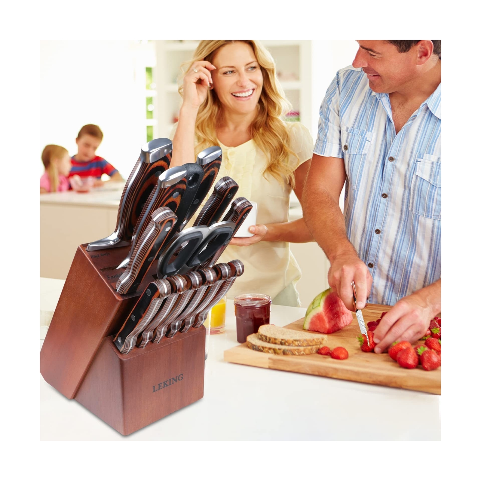 Leking 15Piece Block Knife Set with Wooden Block, Premium High Carbon