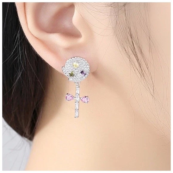 施华洛世奇水晶 Christa 银色粉彩棒棒糖耳环 S1 — 第 3/3 张图片