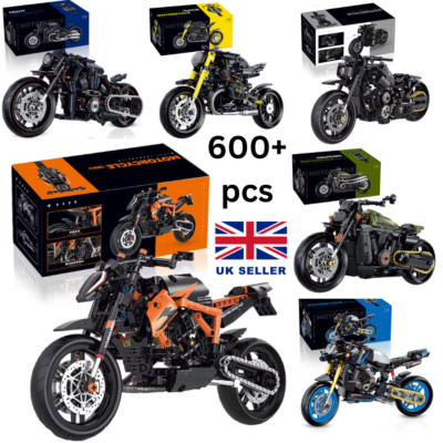 Klassisches Motorrad Bau Modellbausteine Technik Moto Racer Steine Spielzeug Geschenk