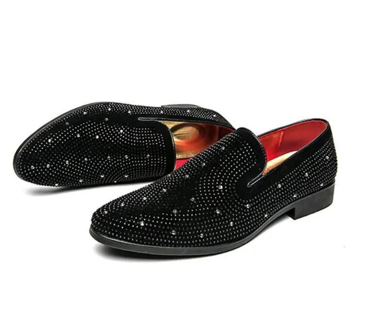 SAOLA Mocassini pull on uomo punta diamante pieno abito Oxford scarpe da nightclub lucide