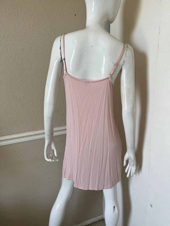 PJ SALVAGE Light Pink Jersey Rayon Lace Trimmed Shortie Nightgown Chemise Sz L - Image 4 of 4