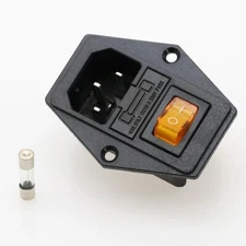 IEC AC Power Outlet Socket Jack with On/Off Switch And 10A Fuse(Assorted Colors)