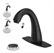Automatic Sensor Touchless Bathroom Sink Faucet With Deck Plate Pop Up Drain