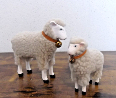 Bethany Lowe 2 Lamb/Sheep Figurines, 3.5'' Tall & 3.75'' Tall, Putz, TR5000 NWT