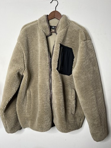 VOLCOM Muzzer Fuzzar Mens Fleece High Pile Zip-Up Jacket Size XLarge Khaki - Picture 18 of 21