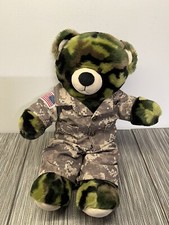 Build A Bear Teddy Bear 16  Green Camo Plush Stuffed Military Digital Outfit