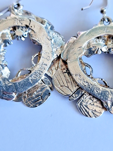 Orecchini vintage MASJ tono argento con fiori e farfalla - Foto 4 di 4