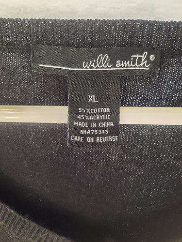 Willi Smith Black Button Up Cardigan Floral White Buttons Designs - Picture 2 of 11
