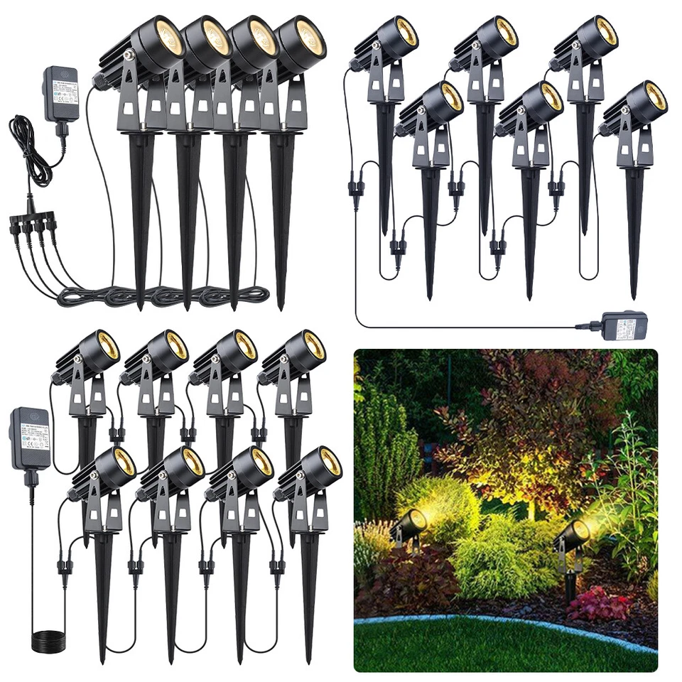4/6/8/12er Set Gartenstrahler mit Erdspieß LED Gartenleuchte IP65 Außenleuchte - Bild 2 von 4
