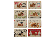 Seasonal Dog Door Mat 8 Pcs English Bulldog Decorative Welcome Doormats Wipe You