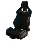 Pair (2) Black Leather/Suede  Carbon Fiber Recaro CS Style Racing Seats