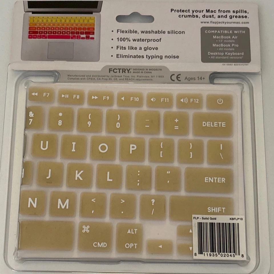 FCTRY Flapjacks Solid Gold Designer Keyboard Cover for MacBook Pro Air - Image 2 of 4