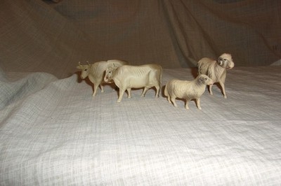 Vtg Cows Sheep Ram  Celluloid Farm Animals Figures Plastic Nativity Lightweight