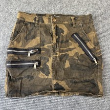 American Bazi Camo Mini Skirt RSK-1088 Womens Large Green Camouflage Zip Detail