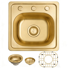 Milosen 15 X 15 Inch Gold Drop In Bar Sink T304 Stainless Steel Topmount Rv