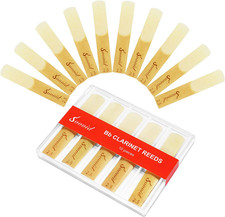 10 Pack Bb Clarinet Reeds with Plastic Box, Strength 2.5 Reeds for Clarinet, Thi