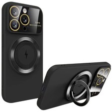 Case for iPhone 15 Magnetic Ring Stand Holder Hybrid Rubber Case Cover Black