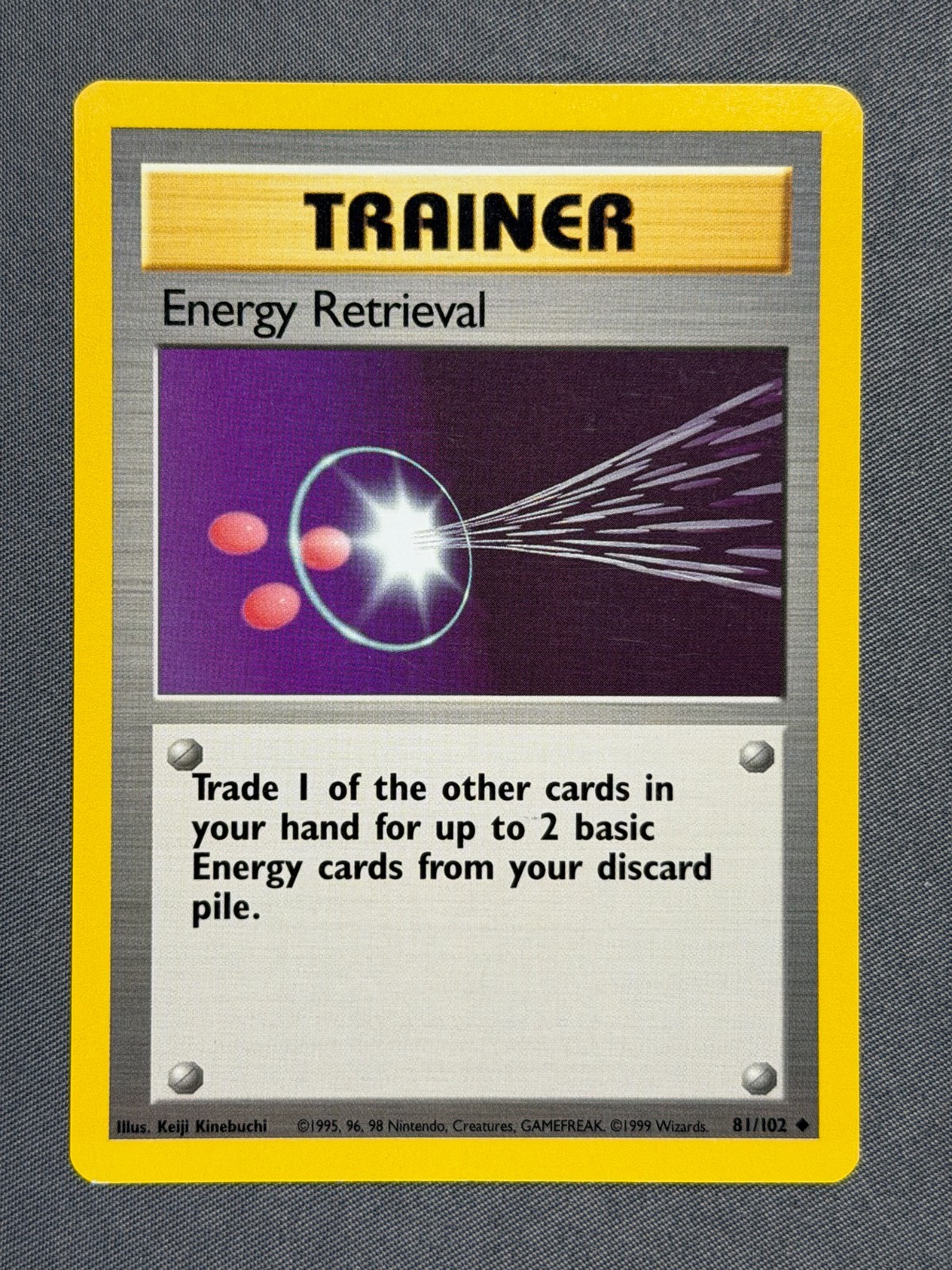 Energy Retrieval 81/102 Base Set Series Uncommon Pokemon TRAINER Card 1999 NM