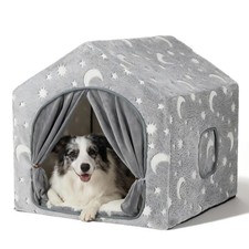 Indoor Dog House, Night-Luminous Star Dog Tent with Frame, Washable Dog Cave ...